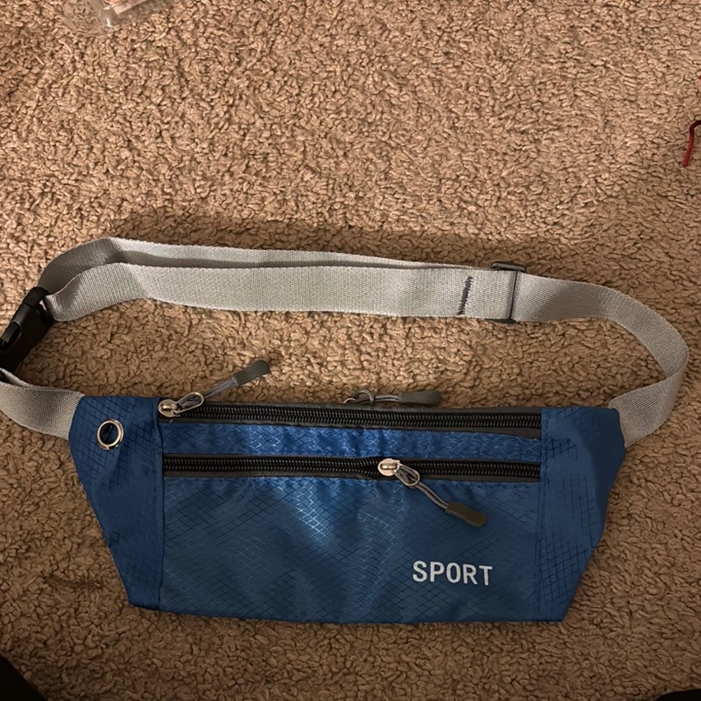 Sporto Blue and Gray Belt Bag with Adjustable Strap